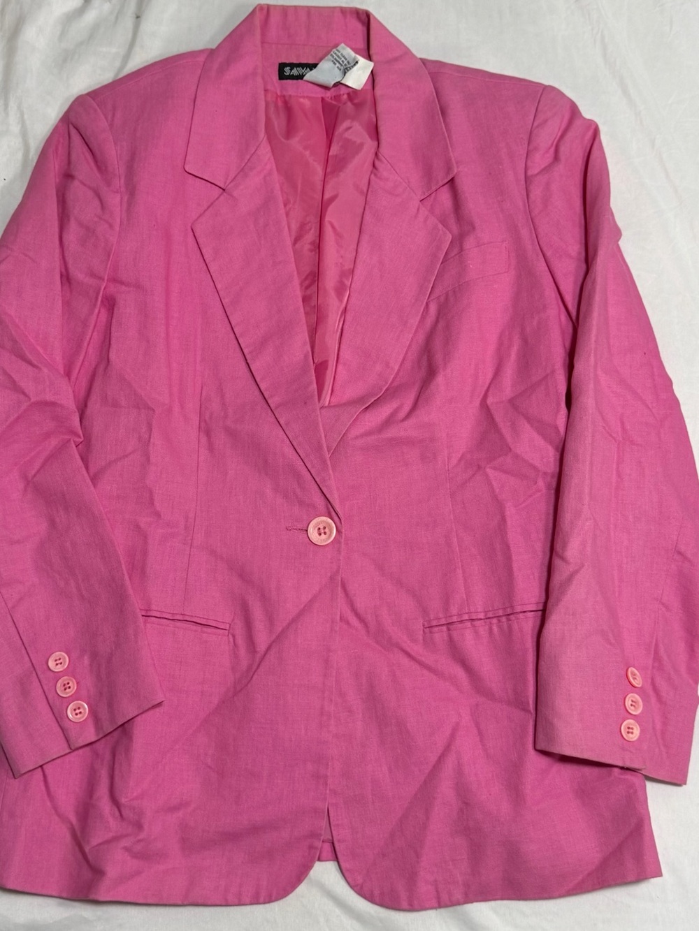 Vintage Savanna Pink Linen Blend Blazer Women’s Size 6P Petite